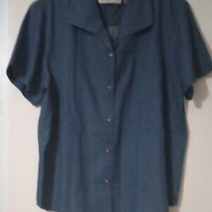 Orvis women's blue denim button top size 14 funwear casual wear